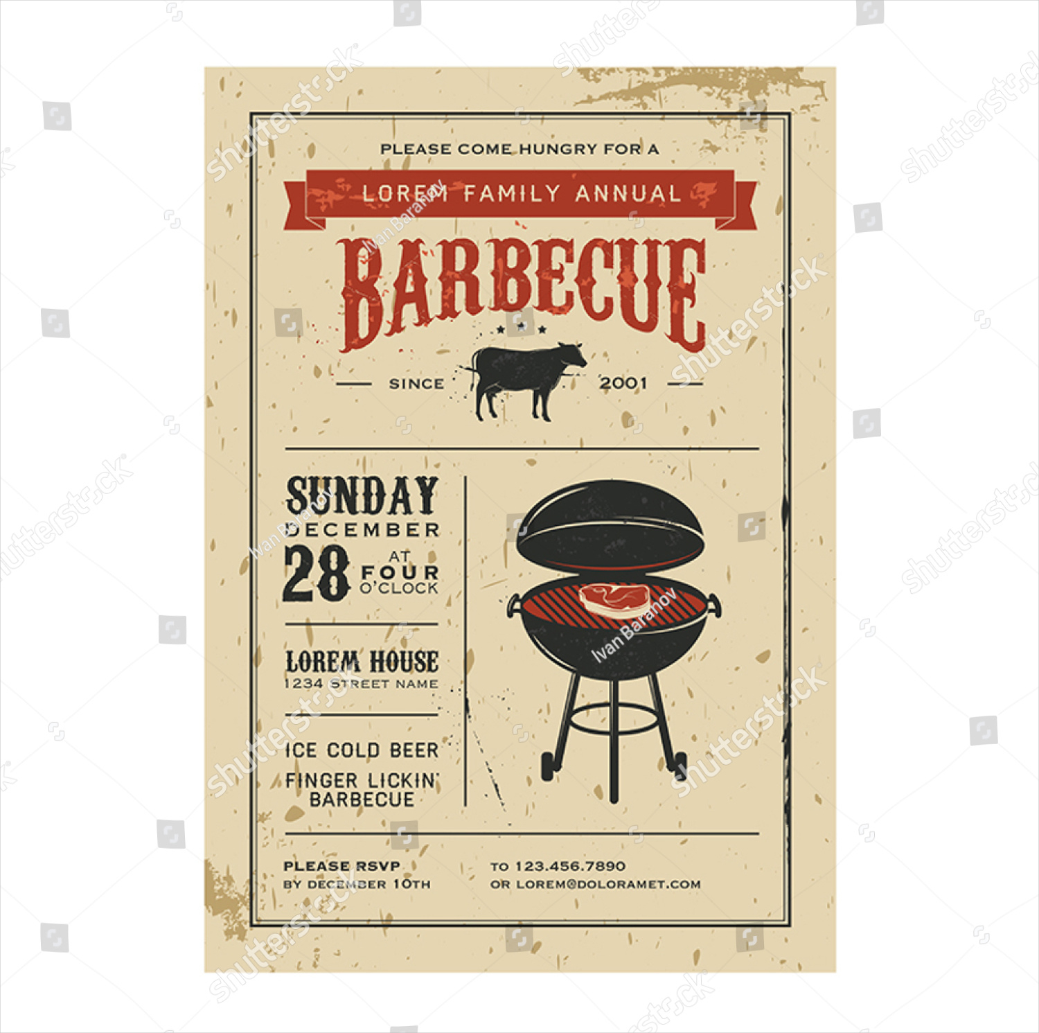 vintage barbecue party invitation