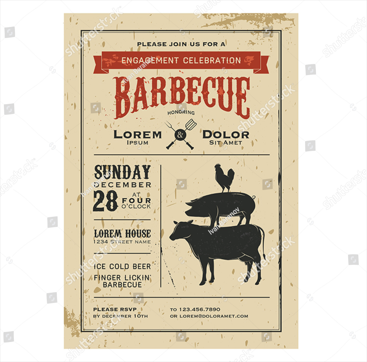 Vintage barbecue invitation