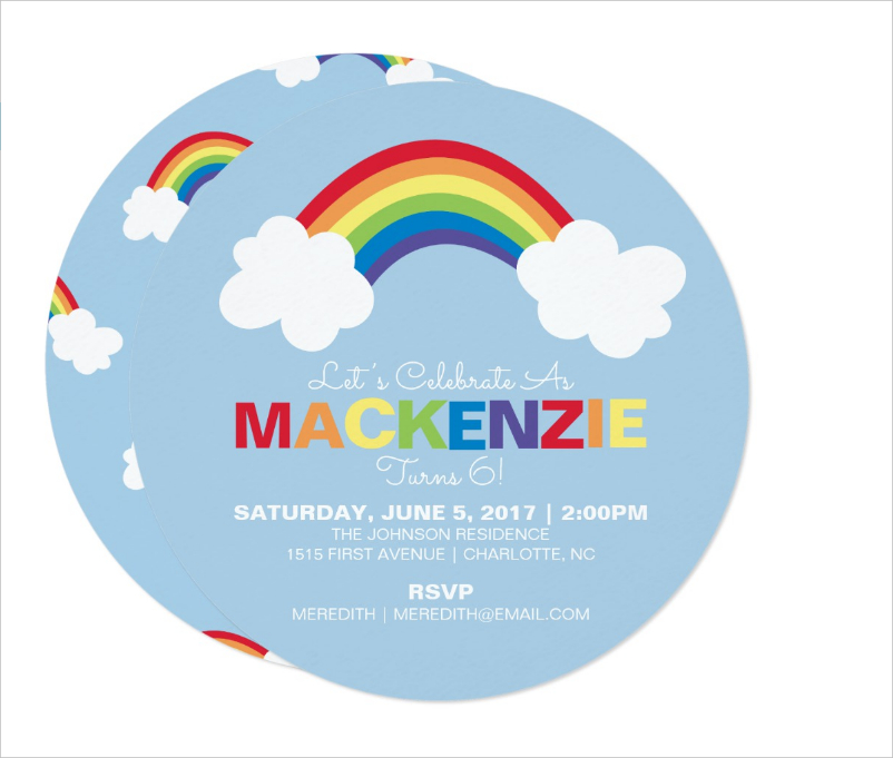 whimsical rainbow birthday party invitation