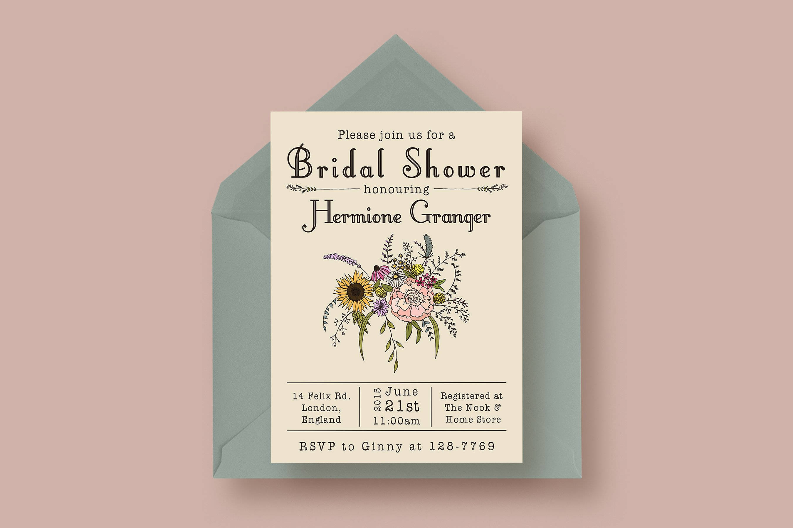 wildflower bridal shower invitation