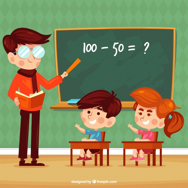 background of children learning in class with teacher