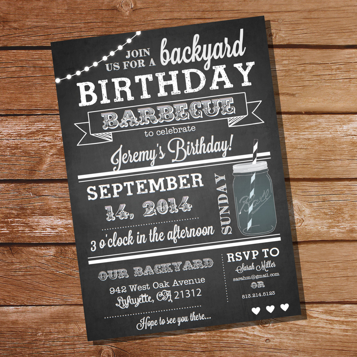 chalkboard bbq birthday invitation