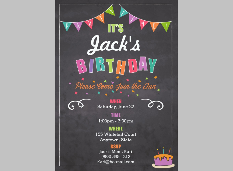 colourfull birthday invitation