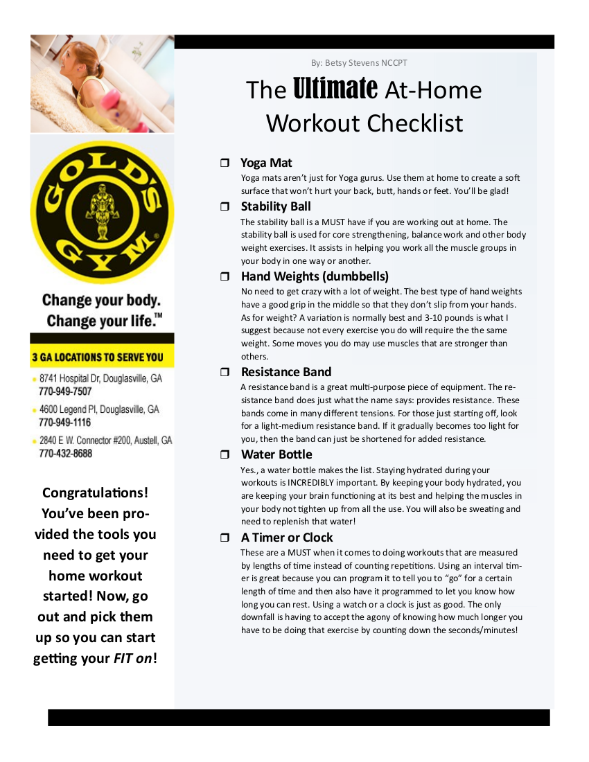 Workout Checklist 11 Examples Format Pdf Examples