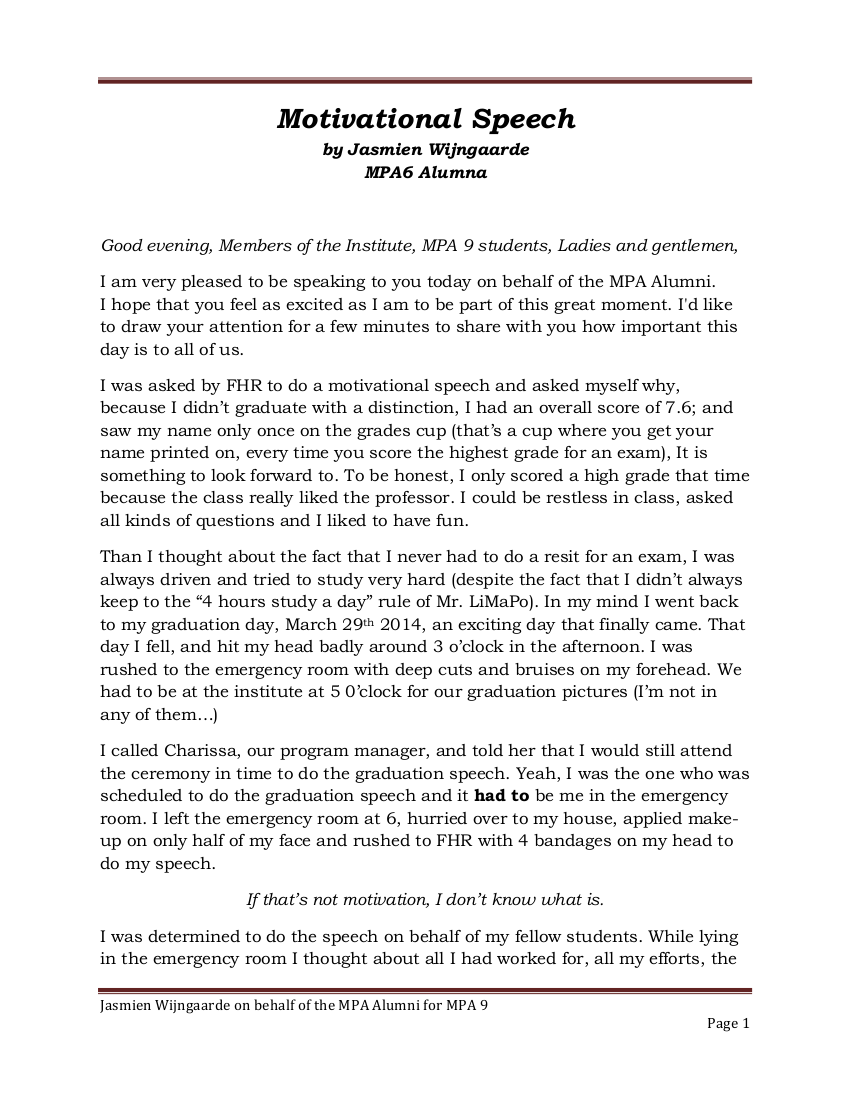 motivational speech essay for students