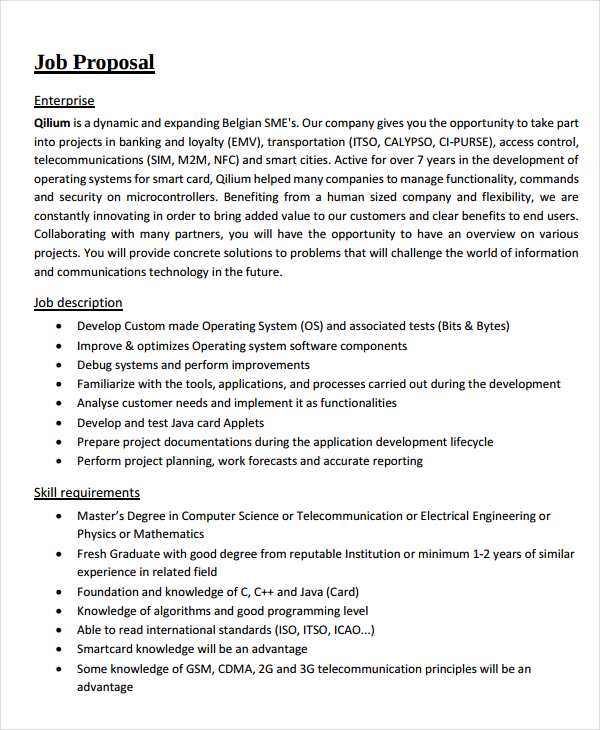 Job Proposal Template