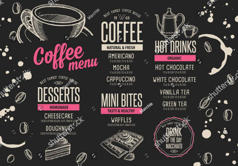 blackboard coffee menu