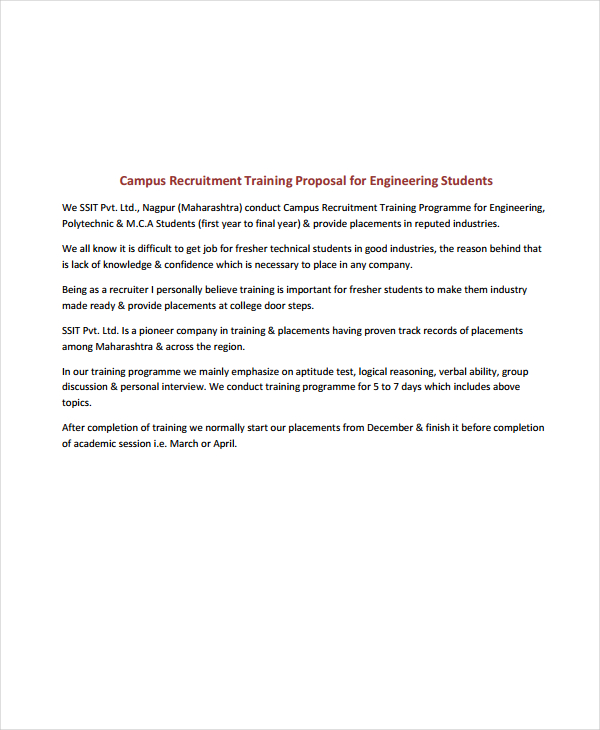 campus recruitment training proposal