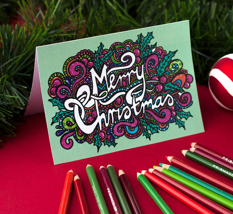 christmas coloring page card