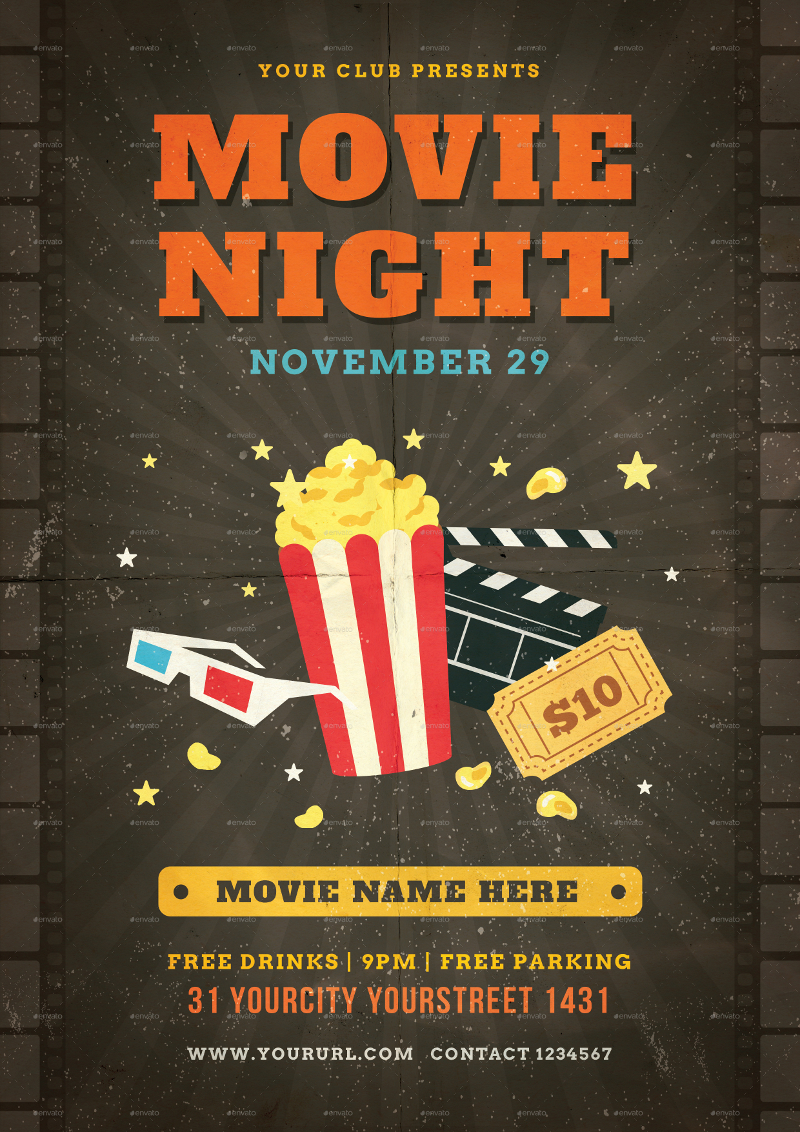 Free Examples Of Movie Night Flyers In Psd Ai Eps Vector Examples 