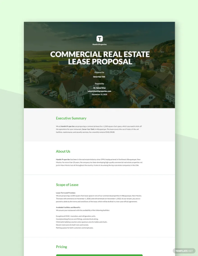 commercial real estate lease proposal template