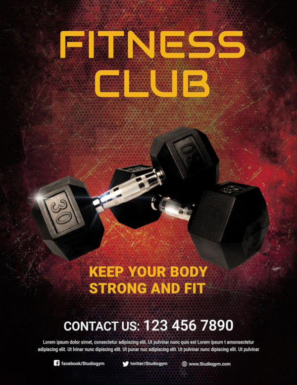 free body fitness club flyer template