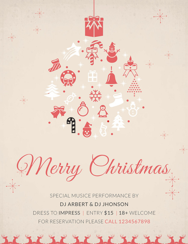 free merry christmas party flyer template