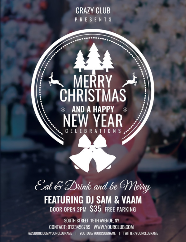 free modern christmas party flyer