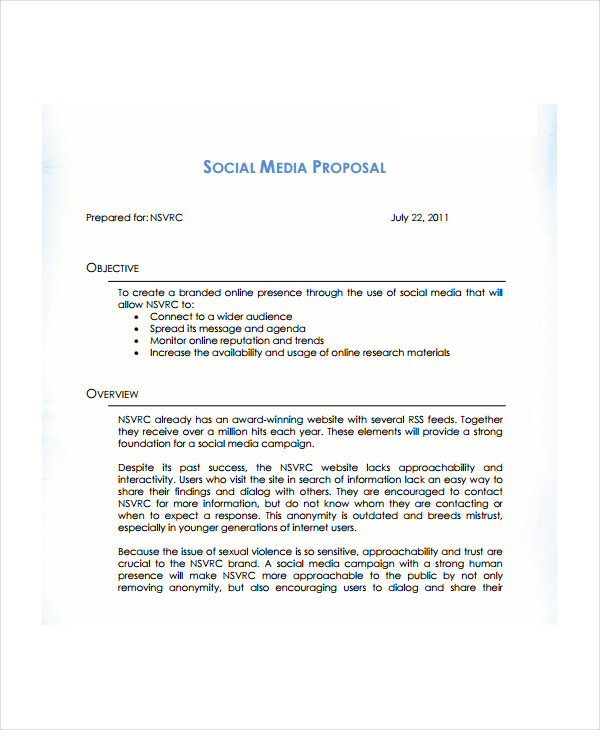 free social media marketing proposal 