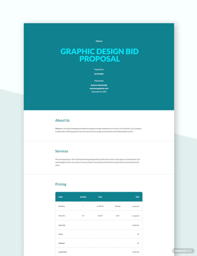 graphic design bid proposal template
