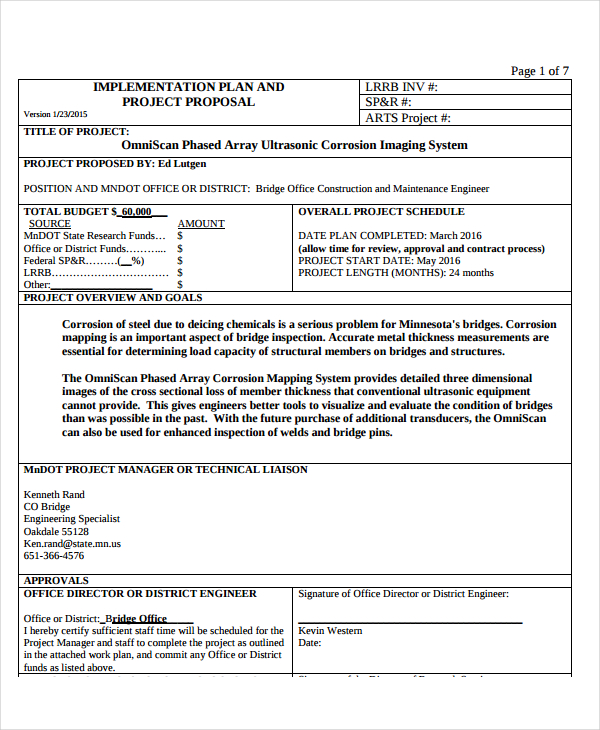 Implementation Plan Project Proposal