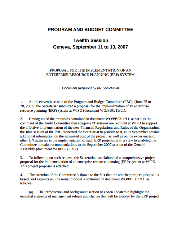 implementation of budget proposal
