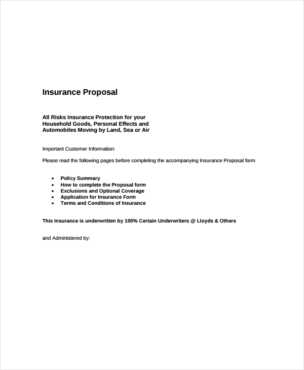 Insurance Proposal 11+ Examples, Format, Pdf Examples