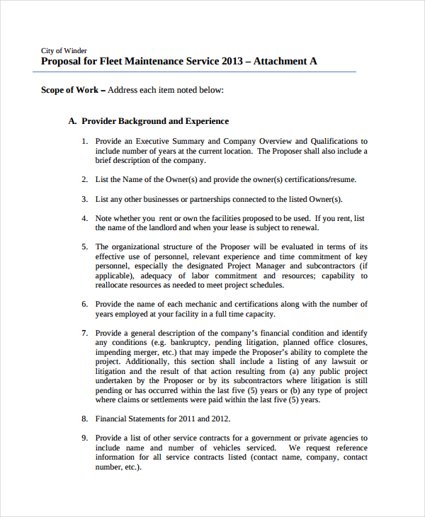 Maintenance Service Proposal