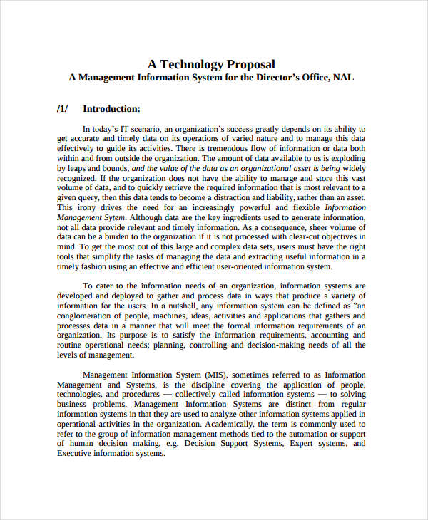 management information system proposal