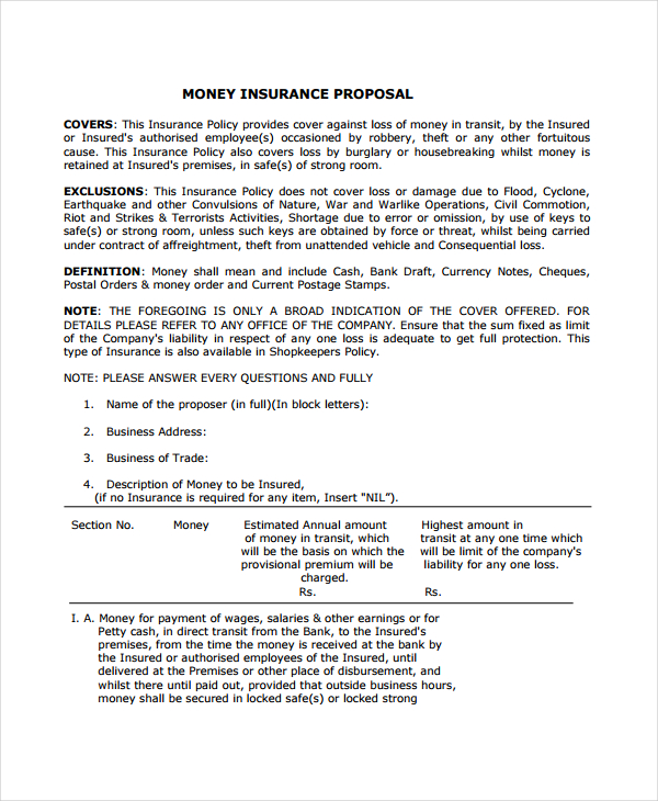 FREE 11+ Insurance Proposal Examples in PDF | Google Docs ...