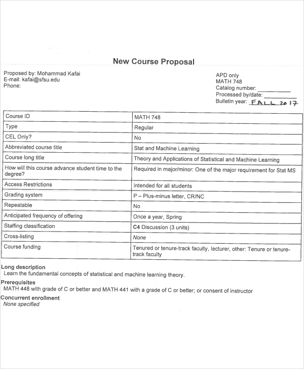 new course proposal