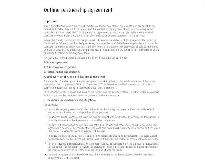 outline partnership contract