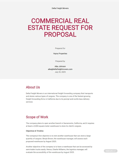 real estate request for proposal template