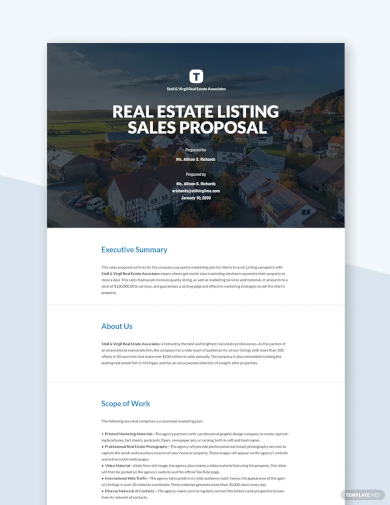 real estate sales proposal template