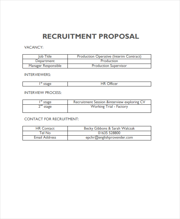Recruitment Proposal 13+ Examples, Format, Pdf Examples