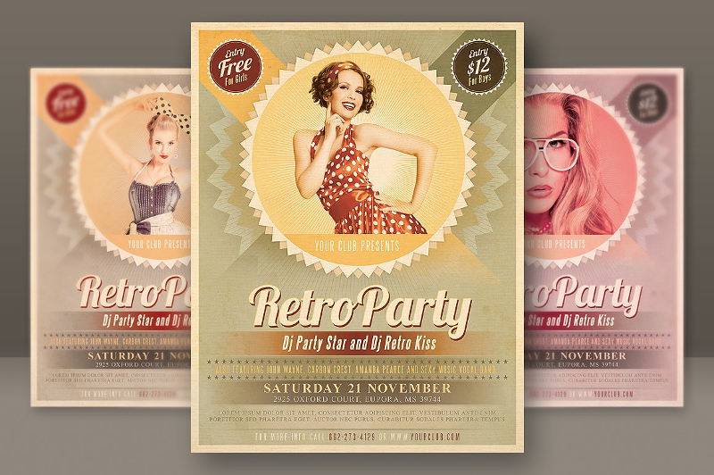 Retro Party Marketing Flyer