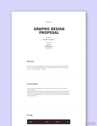 simple graphic design proposal template