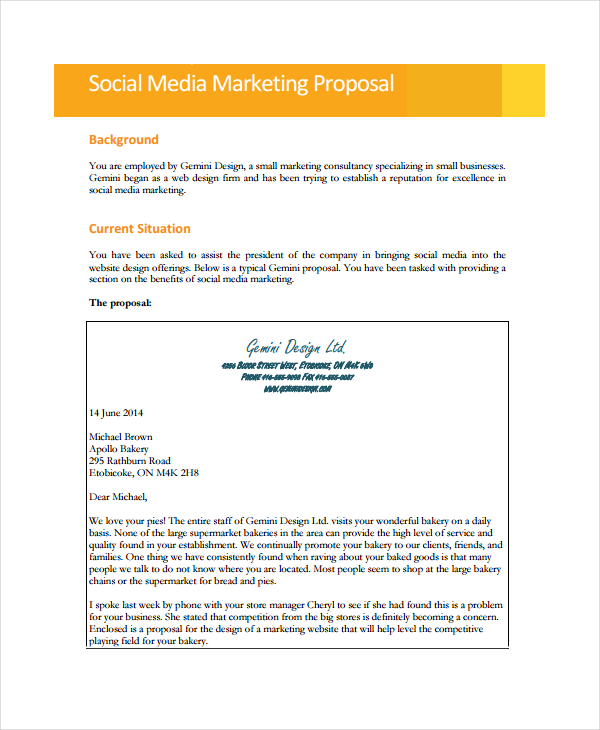 social media marketing proposal sample