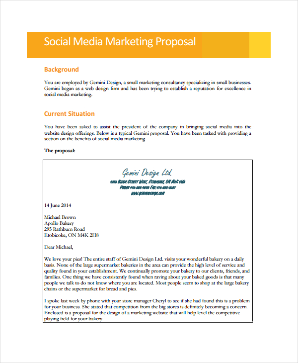 Social Media Marketing Proposal 12 Examples Format Pdf Examples