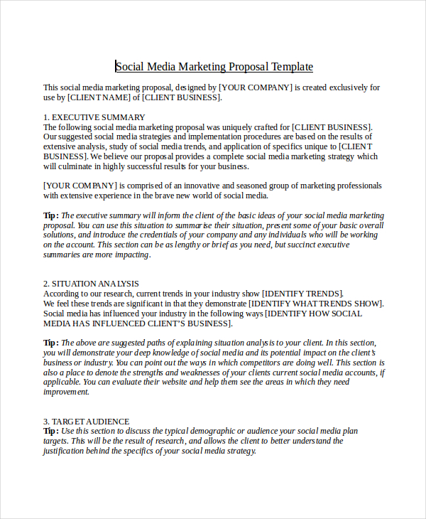 social media marketing proposal template sample