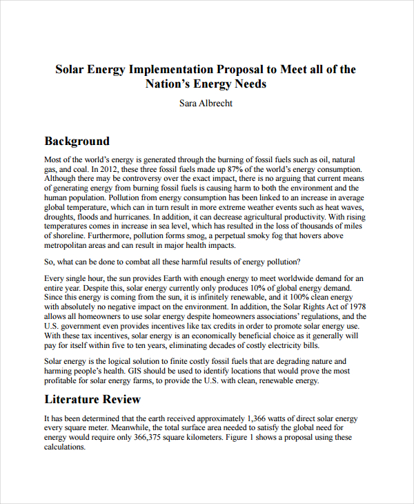 solar energy implementation proposal