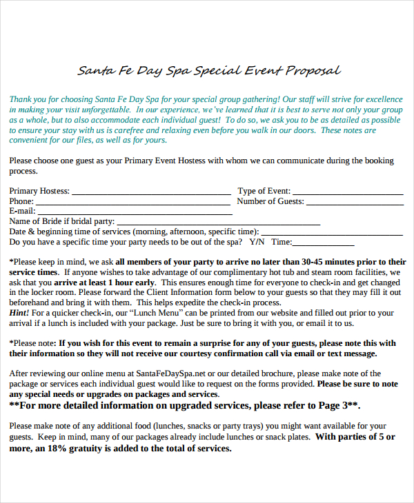 Special Event Proposal