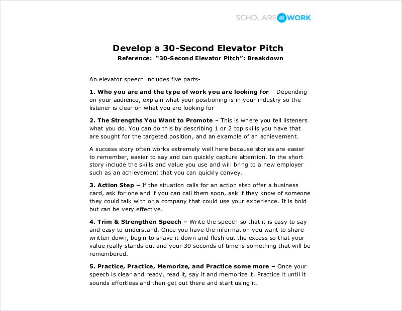 elevator pitch examples