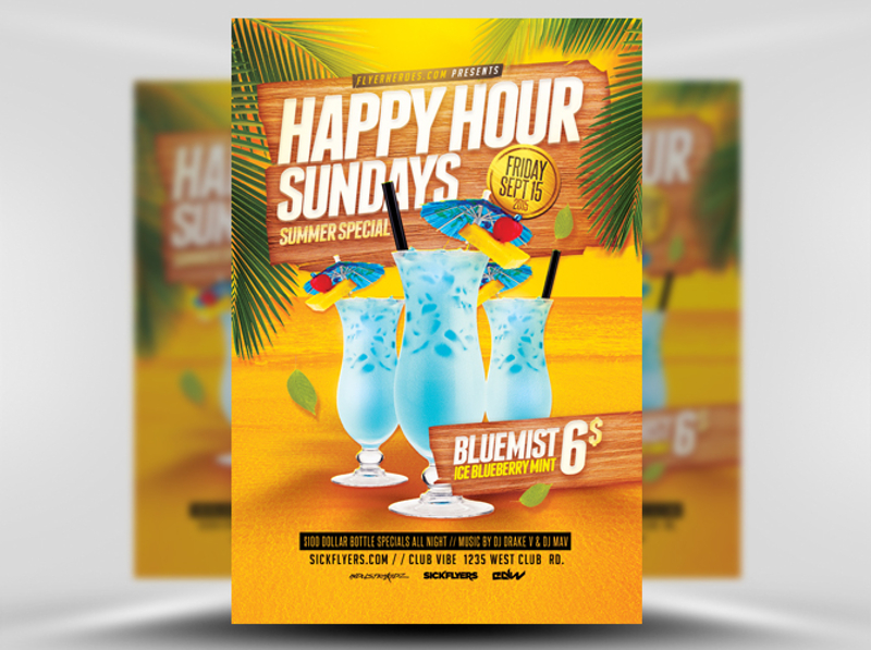 Summer Happy Hour Flyer Template