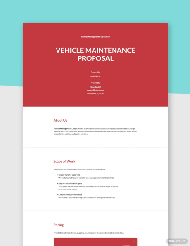 Vehicle Maintenance Proposal Template