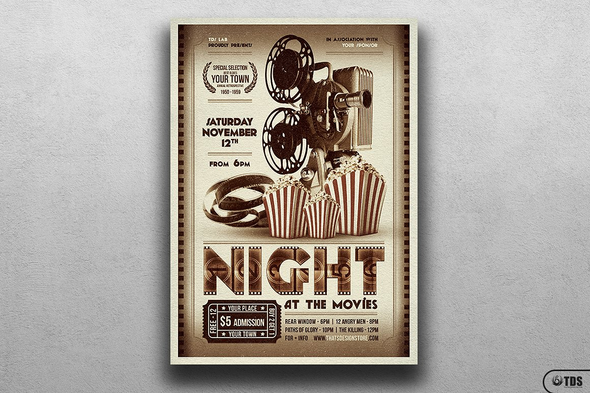 vintage movie night flyer