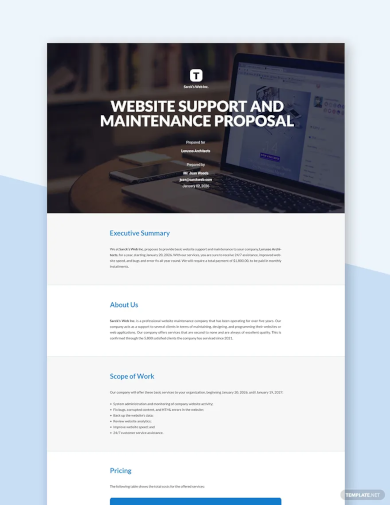 Website Support and Maintenance Proposal Template
