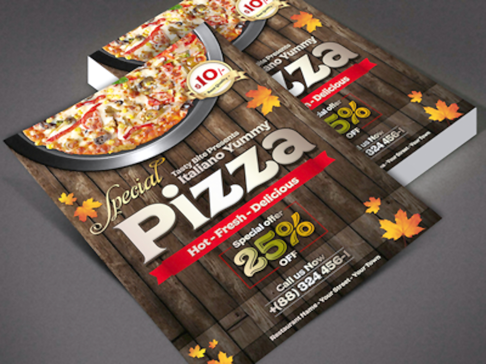 vintage pizza flyer template design psd