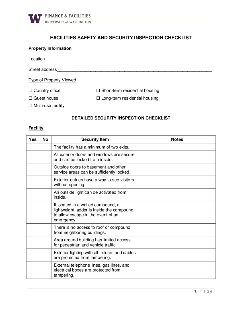 Security Guard Patrol Checklist Template