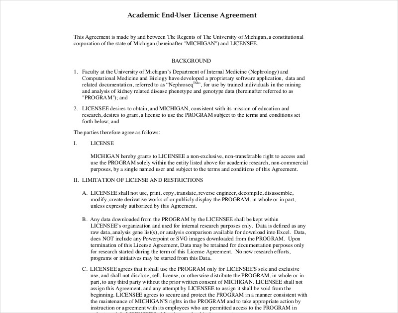 Academic End User License Agreement