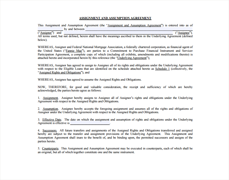 assignment and assumption agreement pdf