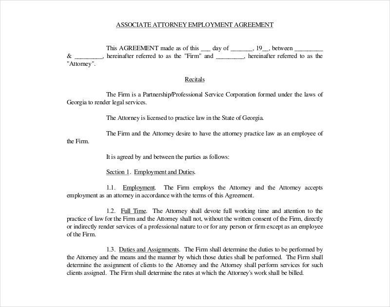 attorney employment agreement