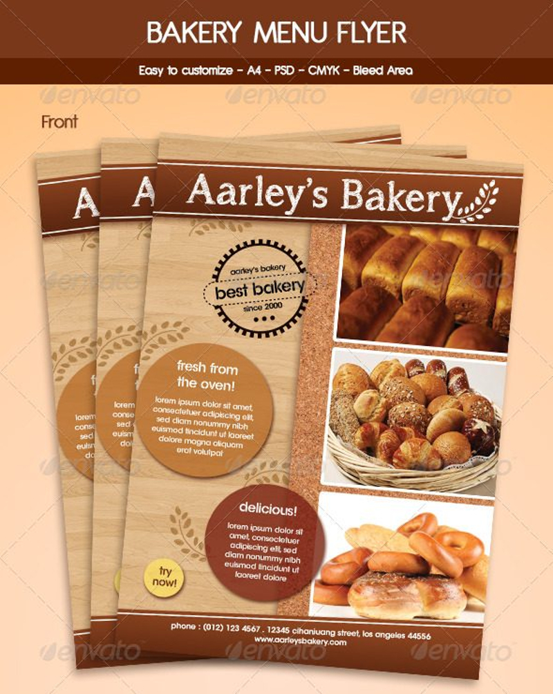 bakery menu flyer template