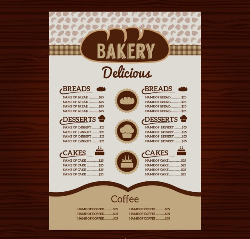 bakery menu template